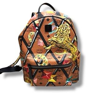 MCM Stark Munich Lion Motif Backpack LOVELESS Limited Ed Dustbag UNISEX MEN WOMN